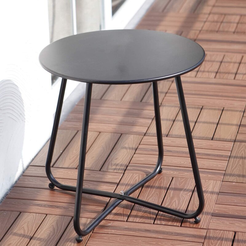 Steel Patio Side hot Table, Weather Resistant Outdoor Round End Table